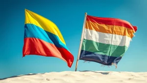 طول عمر چاپ پرچم ساحلی تصویر دوتا پرچم در ساحل