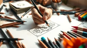 آموزش طراحی مهر
یک مرد در حال طراحی کردن مهر با مداد و مداد رنگی