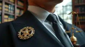 بج سینه برای وکلا یک بج سینه ظلایی و ستاره ای به همراه ترازو عدالت