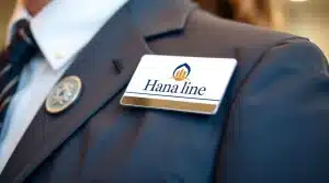 ساخت بج سینه برای هتل ها یکی از کارکنان هتل با بج سینه مخصوص خود در هتل