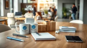 هدایای تبلیغاتی کارمندی عکس چندتا لیوان و خودکار تبلیغاتی