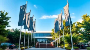 پرچم مورد نیاز شرکت چند عدد پرچم طوسی مقابل یک شرکت