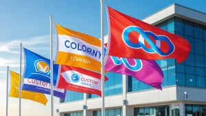 تصویر تعدادی پرچم که برای تبلیغات محیطی استفاده می شود ارزان ترین ابزارهای تبلیغات محیطی